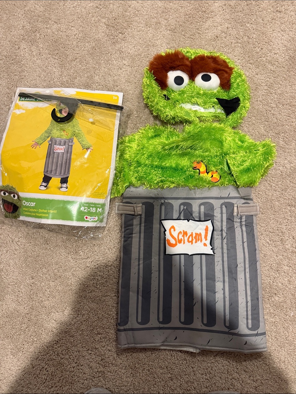 Sesame Street Oscar the Grouch Infant Costume - Green and Gray